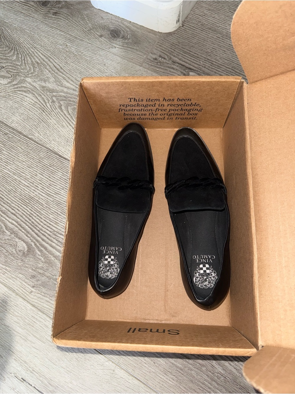 Brand New Vince Camuto Black Braided Penny Loafers size 9 Women’s